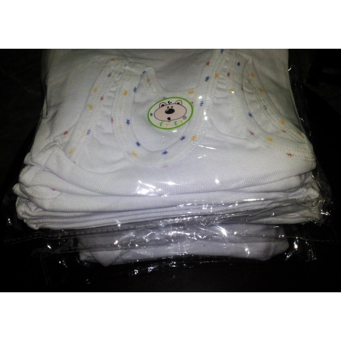 KAOS DALAM PUTIH POLOS ISI 1 LUSIN Bahan Kaos Poliester, Kaos Dalam Baby / Singlet Putih Bayi New Born / 0 - 2 thn All Size KDE040 [400gr]