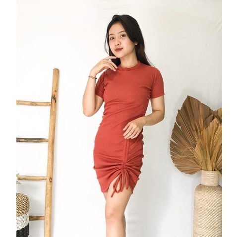 POPLIN DRESS SERUT BODYCON BAHAN RIB PREMIUM//DRESS SERUT SAMPING