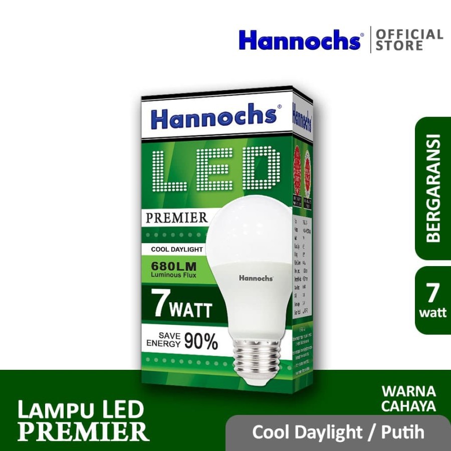 HANNOCHS PREMIER 7 WATT - Bola Lampu LED E27 7 watt - Garansi 1 Tahun