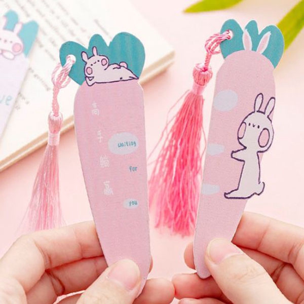 OILA pembatas buku kelinci wortel carrot rabbit tassel bookmark (4B3) skl026