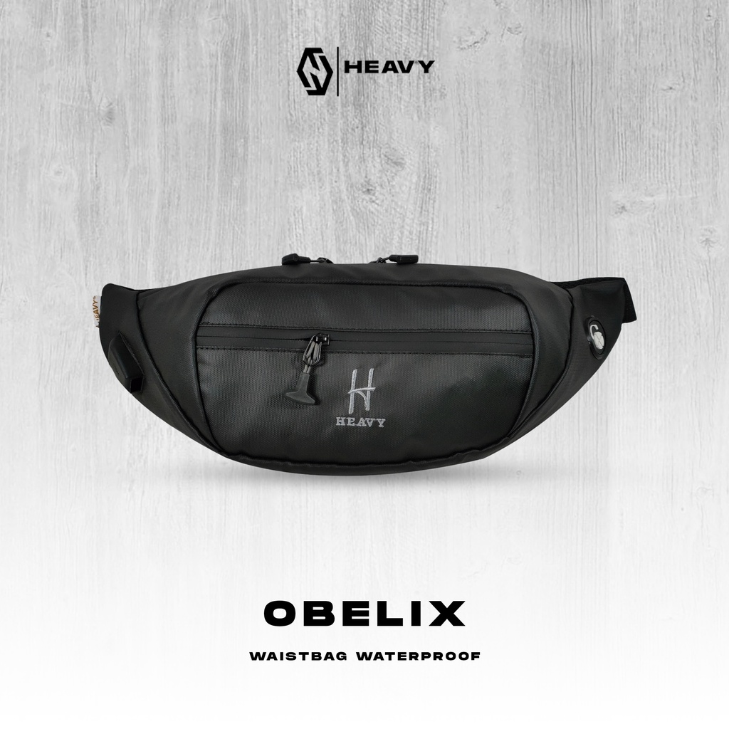 Tas Selempang Pria Heavy - Waistbag Waterproof Obelix Series USB flash | Tas Pinggang Pria Casual