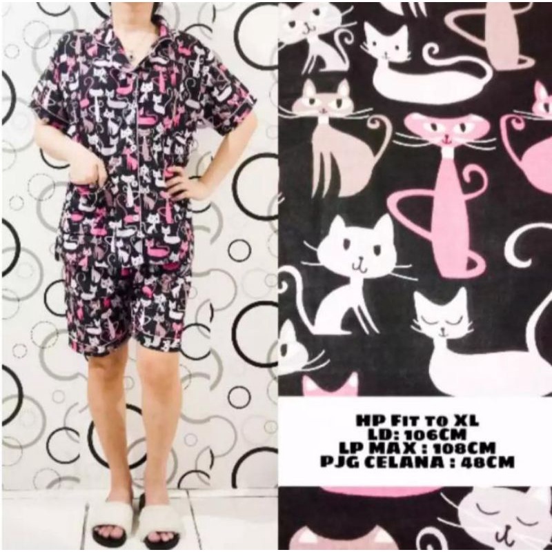piyama baju tidur cewek dewasa motif kucing