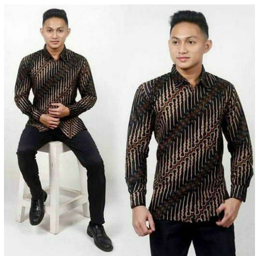 KEMEJA BATIK PRIA WARNA MERAH MAROON SLIMFIT ATASAN PRIA LENGAN PANJANG BATIK PEKALONGAN