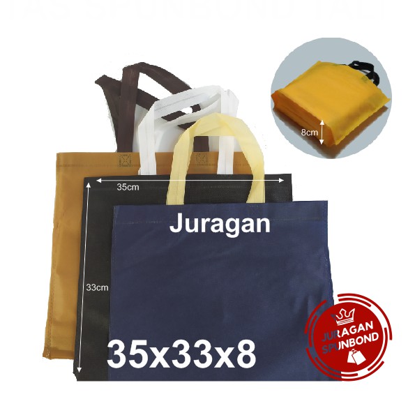 

35x33x8 cm Tas Kain / Spunbond / Goodie Bag / Kantong / Goody polos souvenir event murah