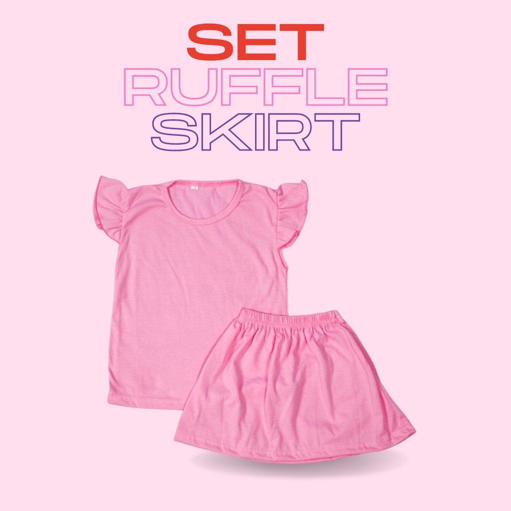 BabynKids - Setelan Rok  Ruffle Anak Perempuan / Setelan Rok Rempel / Set Anak Cewek / Setelan Rok Anak Perempuan / Setelan Anak Perempuan