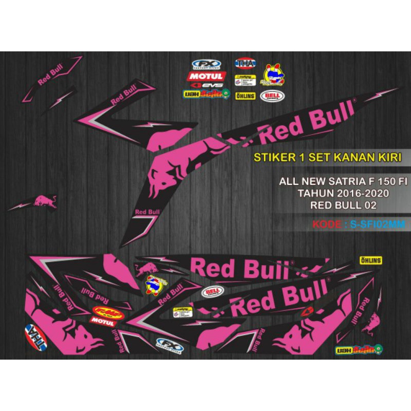 stiker striping decal variasi all new satria F 150 FI tahun 2016-2020 redbull 02