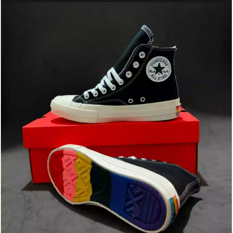 rainbow high top converse