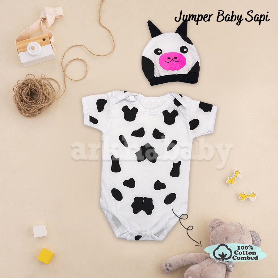 Baju bayi jumper bayi sapi karakter /jumpsuit baby sapi