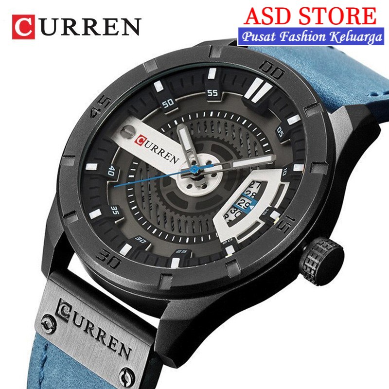 • ASD STORE ™ • CURREN 8301 Jam Tangan Pria Tali Kulit Tanggal Aktif