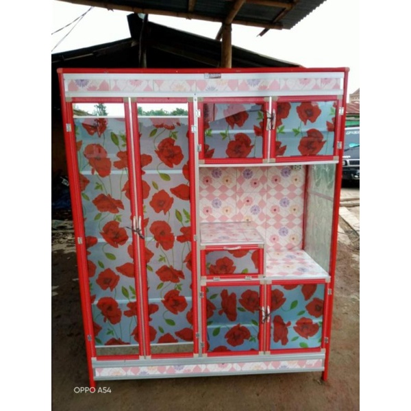 PROMO LEMARI RAK PIRING KERAMIK ALUMINIUM 4 PINTU MC KOKOH