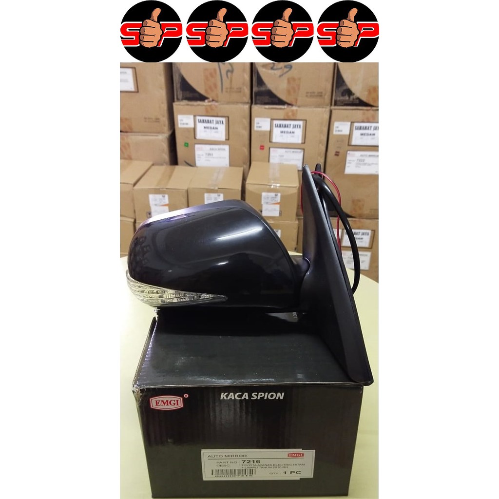 KACA SPION AVANZA 2010-2011 KANAN HITAM LAMPU EMGI