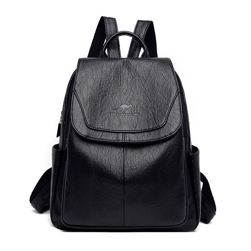 Satu7an T236 Tas Ransel Wanita Fashion Style Korea Kasual Tas Punggung Sekolah Kerja Backpack Cewek Kulit Sintetis-HITAM
