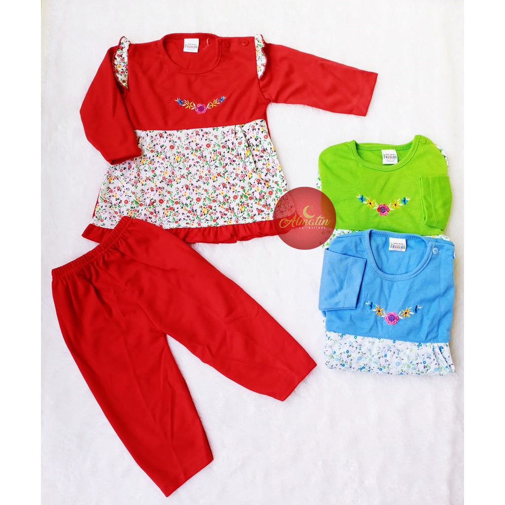 Setelan Baju Bayi Perempuan 3-18 Bulan, Baju Tidur Piyama Anak Lengan Panjang Lucu Murah