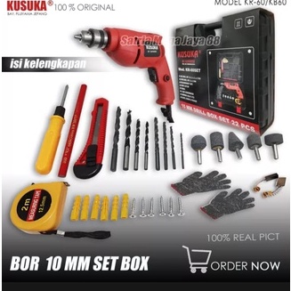 KUSUKA ELECTRIC DRILL KR 60 SET Mesin Bor Listrik Tangan 10 mm lengkap