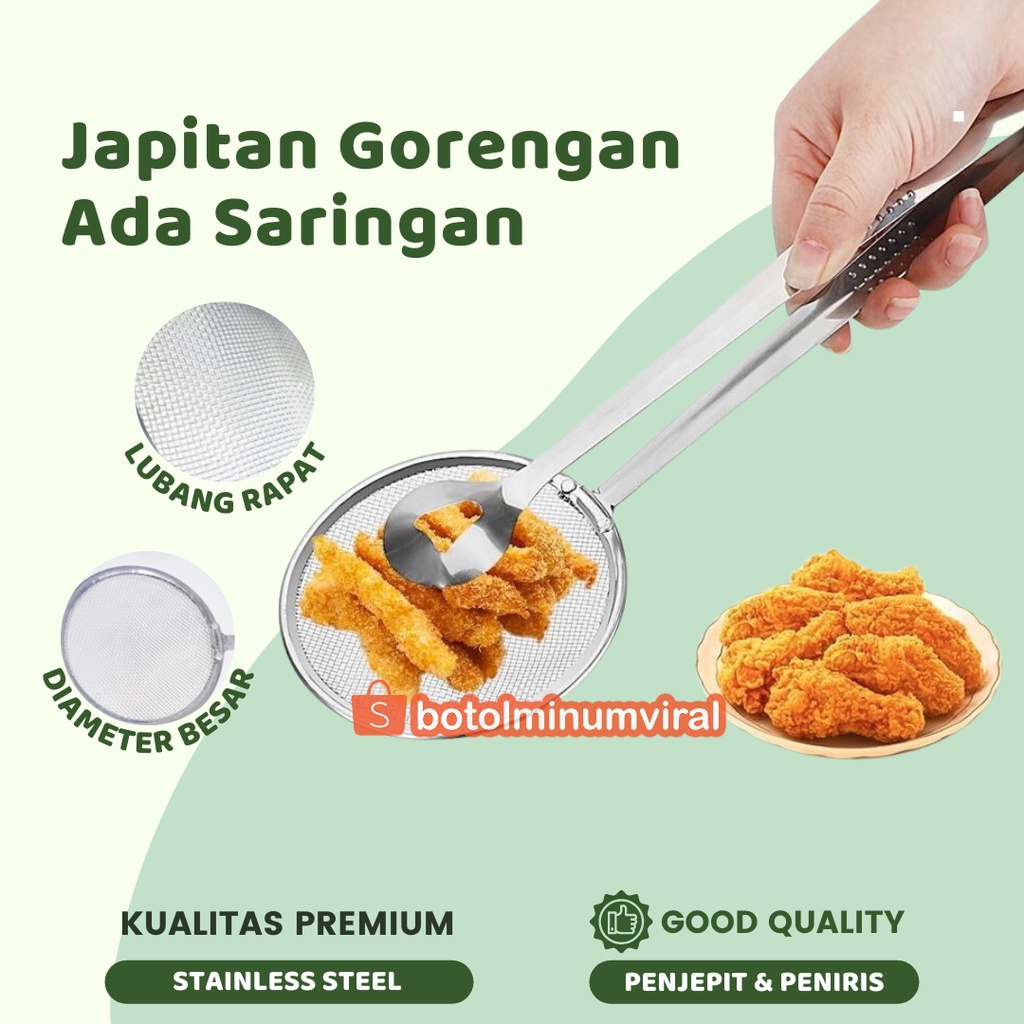 Capit Jepit Capitan Jepitan Gorengan Stainless 2 in 1 Tirisan Minyak