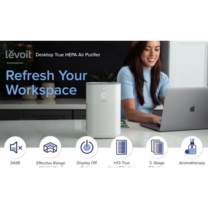 Jual Levoit LVH128 True HEPA Desktop Air Purifier Room Diffuser 2in1