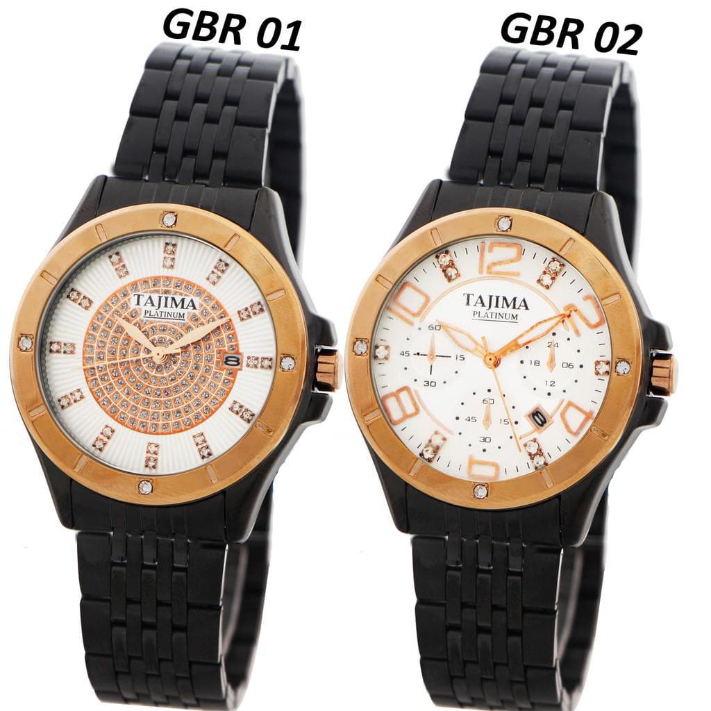 Jam Tangan Tajima Platinum Pria Wanita 3813 Black Rose Original Diskon