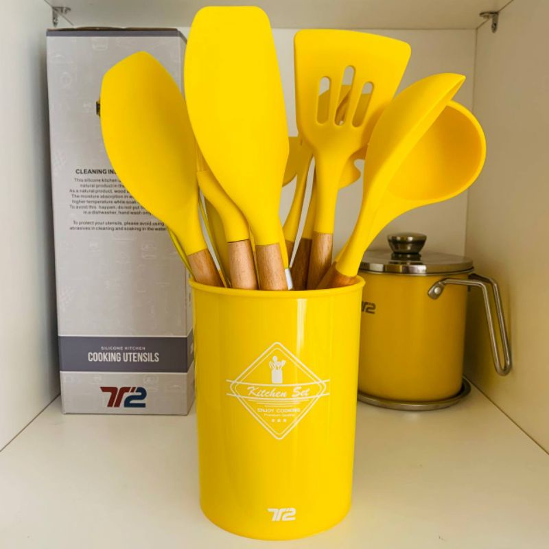 [PAKET BUNDLING] Sutil silikon set & Oil Pot 1.7L/ saringan minyak tritu utensil silicone set/ sodet