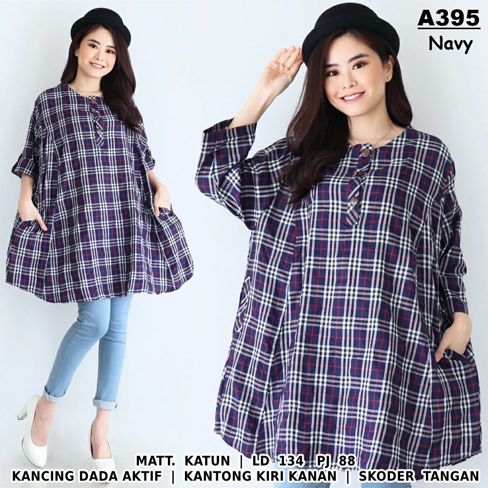 WSE390 - Tunik BIG SIZE XXXL Akira LD 134 CM PJ 88 CM UK 3XL BIG SIZE Katun Kotak PREMIUM QUALITY