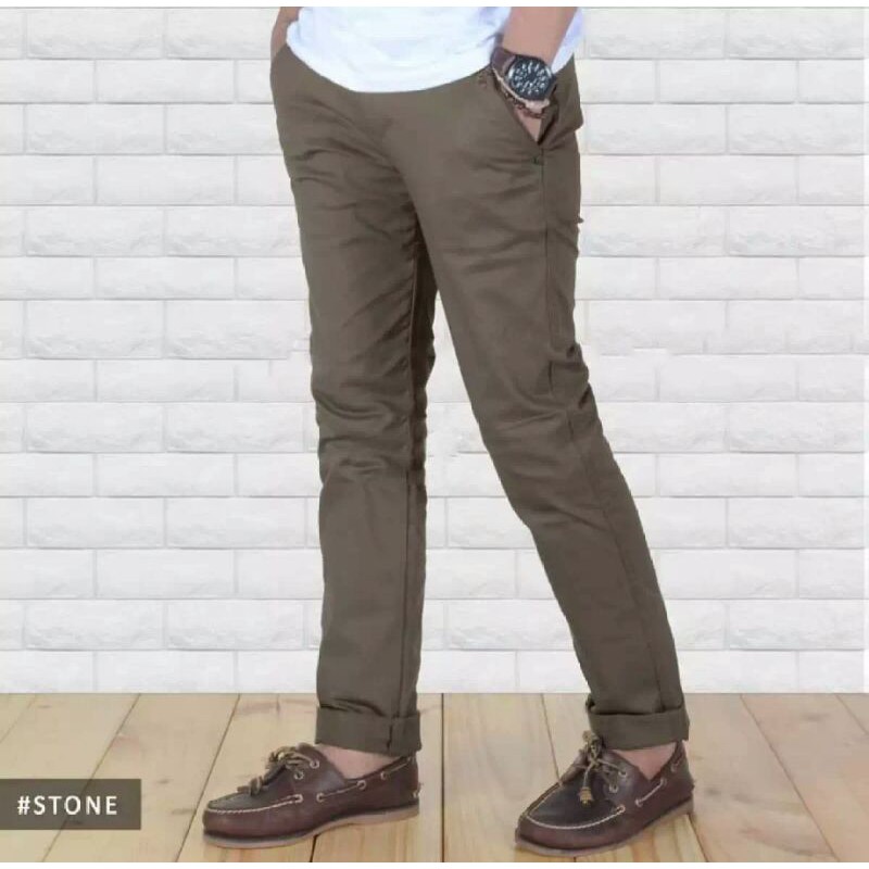 Hanzco Celana Chino Panjang Pria Bahan Melar Premium