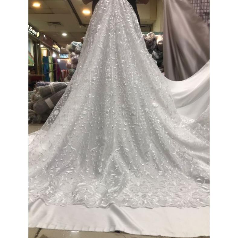 Kain Bahan Tulle Elisabe / Bahan Kebaya Brokat Tile (Tile Elisab).