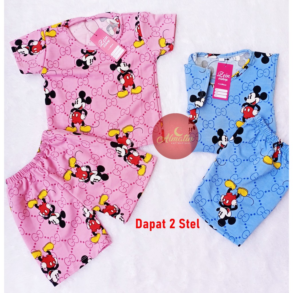 Setelan Baju Bayi Pendek Motif Karakter dapat 2 stel