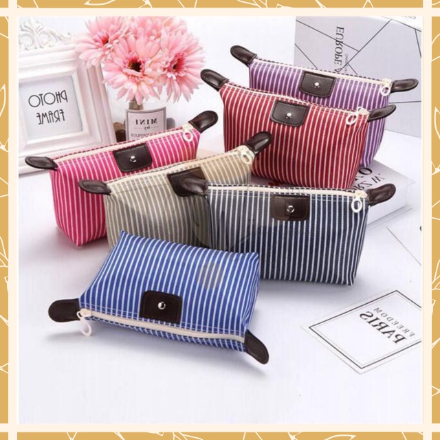 Tas Kosmetik Motif Garis | Kosmetik Pouch Garis