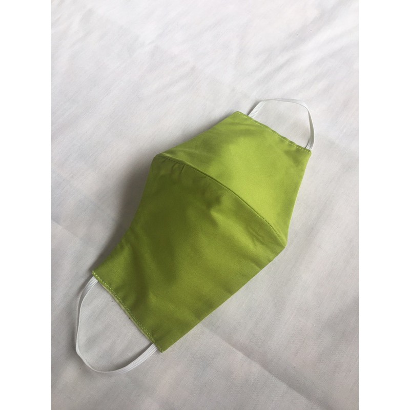 Masker DEWASA dan ANAK-ANAK kain polos lebaran warna hijau terang 3ply/lapis