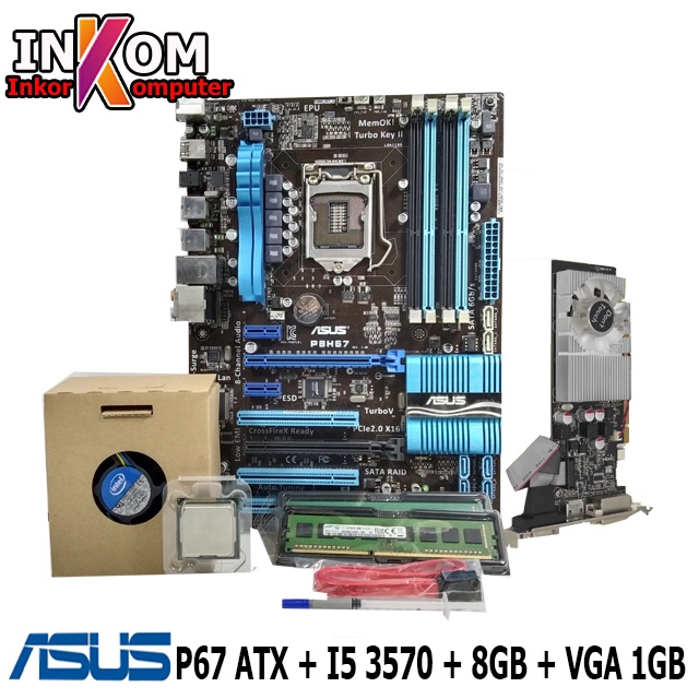 Paket Mainboard Mobo Motherboard P67 ATX Dengan Procesor i5