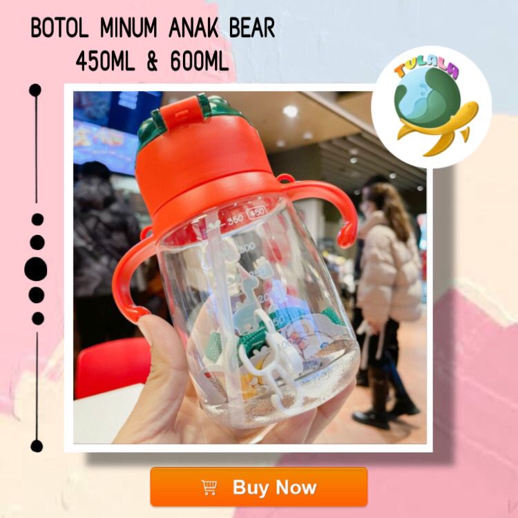 [TULALA SHOP]Botol Import Yang Lucu / BOTOL JERAMI ANAK/Botol Model Bear 450 ML / 600 ML / Botol Minum Anak/Karakter rabbit Bear Tutup Clip/