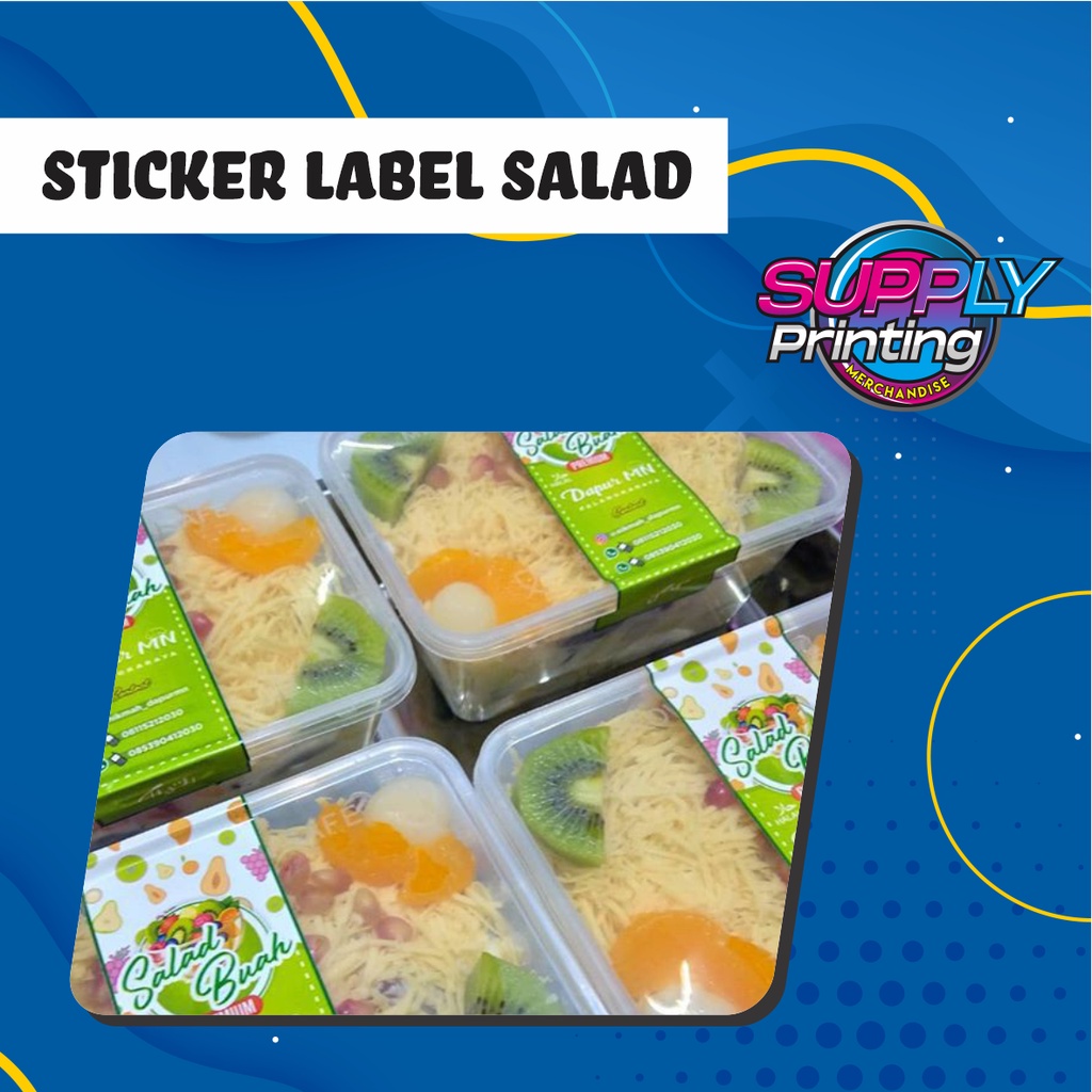 

Stiker label box salad buah custom - Free design