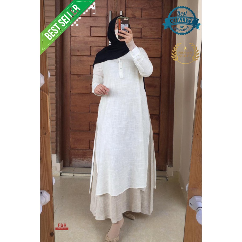 gamis linen hasna dress FM