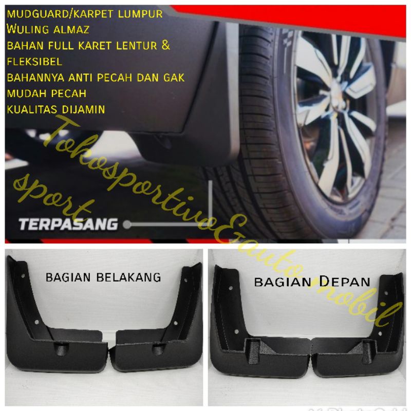 Karpet Lumpur tahanan penahan Lumpur Mudguard Wuling Almaz full karet bahan lentur Anti pecah