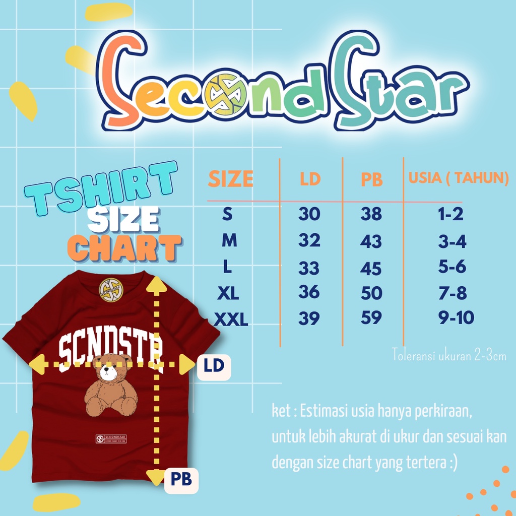 Secondstar baju anak laki laki / perempuan / unisex Kaos oblong 1 - 8 tahun warna hitam