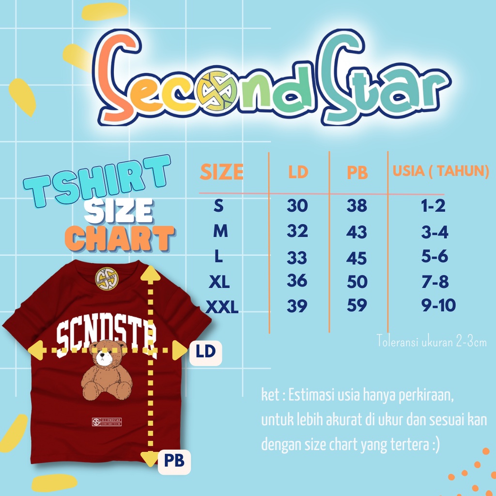 Secondstar baju anak laki laki perempuan unisex Kaos oblong kombinasi saku warna army abu 1-8 tahun