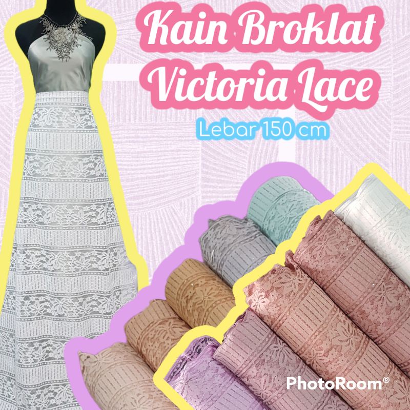 Bahan Kain Brokat Victoria Lace / kain brukat brocade halus lembut murah meteran