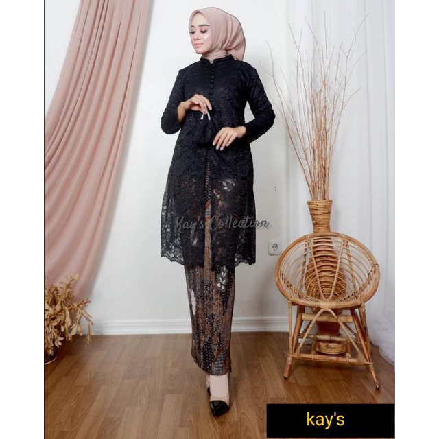 kebaya Tunik Modern / Kebaya Tunik Premium / Kebaya Tunik Kekinian / Kebaya Tunik Selena Hitam / Keb