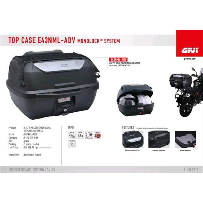 BOX GIVI E43 ADV (ADVENTURE) Box Givi e43 adv adventure Box motor Givi E43 NTL