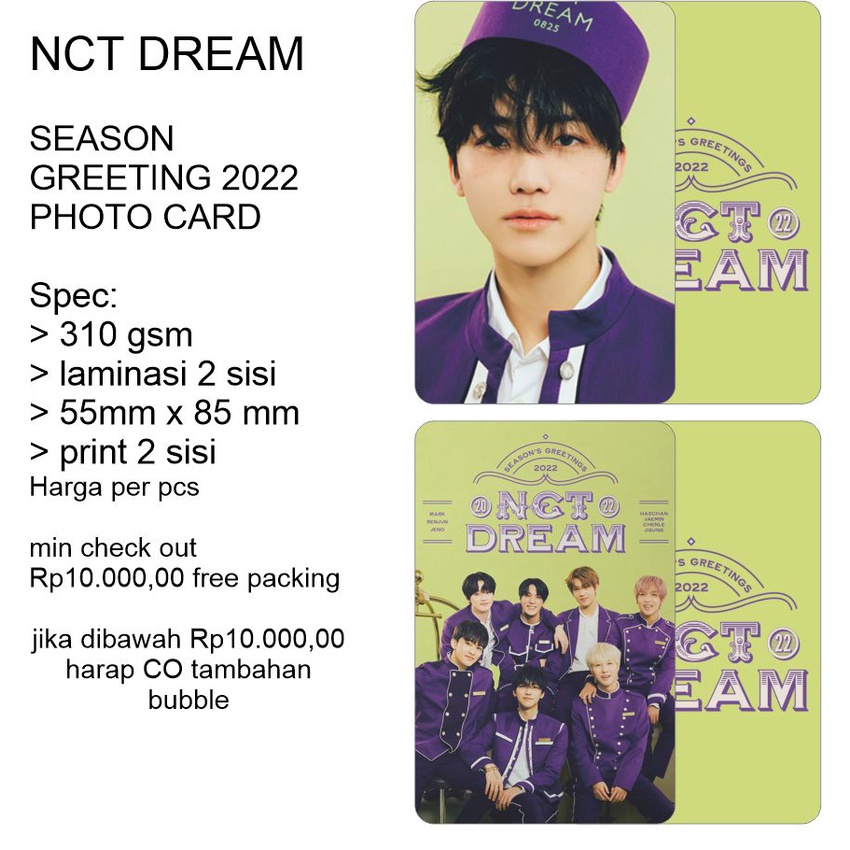 photocard nct dream menyambut tahun 2022 unofficial