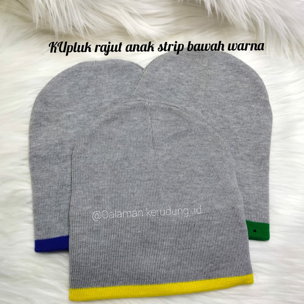 model terbaru - Kupluk Rajut Anak Strip Bawah Warna/ Beanie Hat Anak