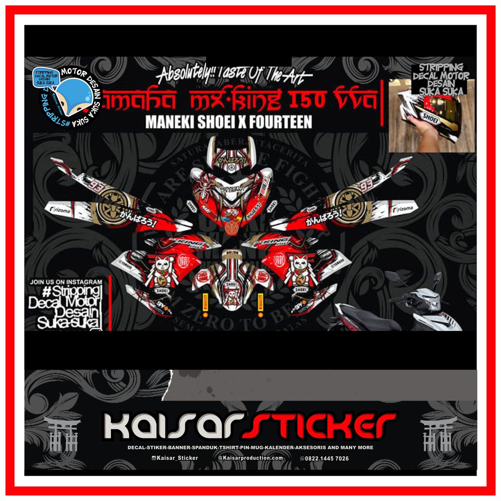 STICKER STRIPING DECAL MOTOR STIKER MX KING 150 HELM SHOEI FULL BODY