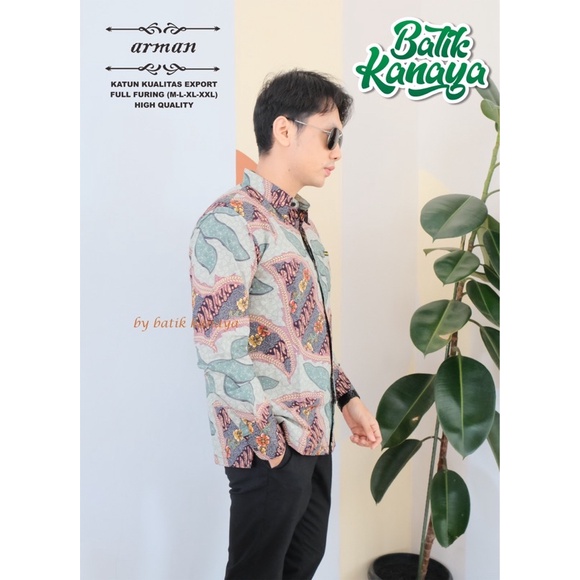 ARMAN kemeja Batik Pria Full Furing Bahan Katun Berkualitas Ekspor By Kanaya