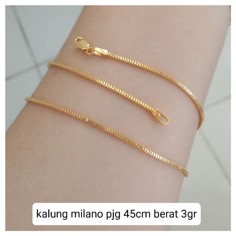 KALUNG MILANO DEWASA PERAK ASLI 925 LAPIS EMAS