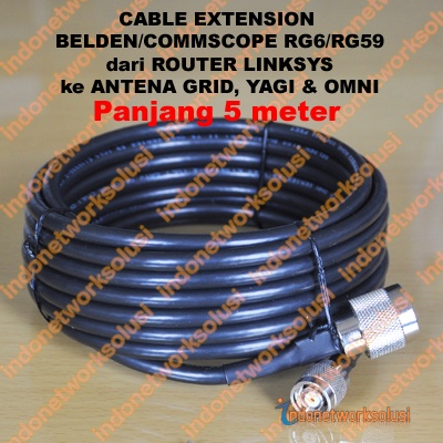 LINKSYS ROUTER EXTENSION CABLE BELDEN/COMMSCOPE untuk ANTENA GRID YAGI OMNI (5m)