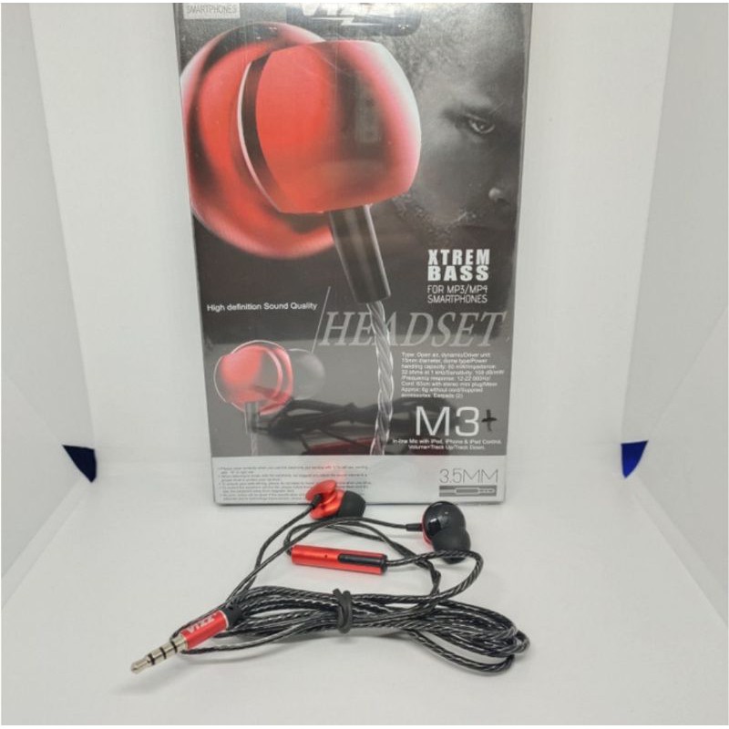 Handsfree / Headset / Earphone Vizz M3+ Xtrem Bass For MP3 / MP4