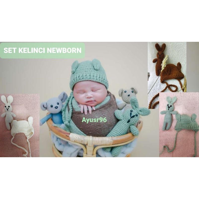 PROMO set amigurumi kelinci boneka bayi boneka anak aksesoris anak aksesoris fotografi