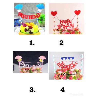 BUNTING FLAG HAPPY BIRTHDAY BANNER CAKE TOPPER HIASAN ULTAH