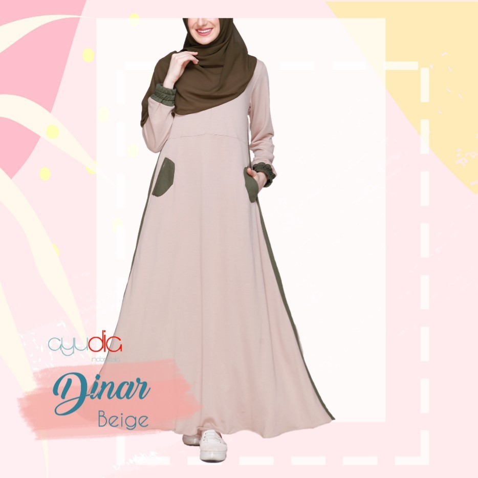 Gamis DINAR dress BEIGE Ayudia Buju Muslim Syari Sporty cocok untuk Olahraga Busui Friendly Terbaru