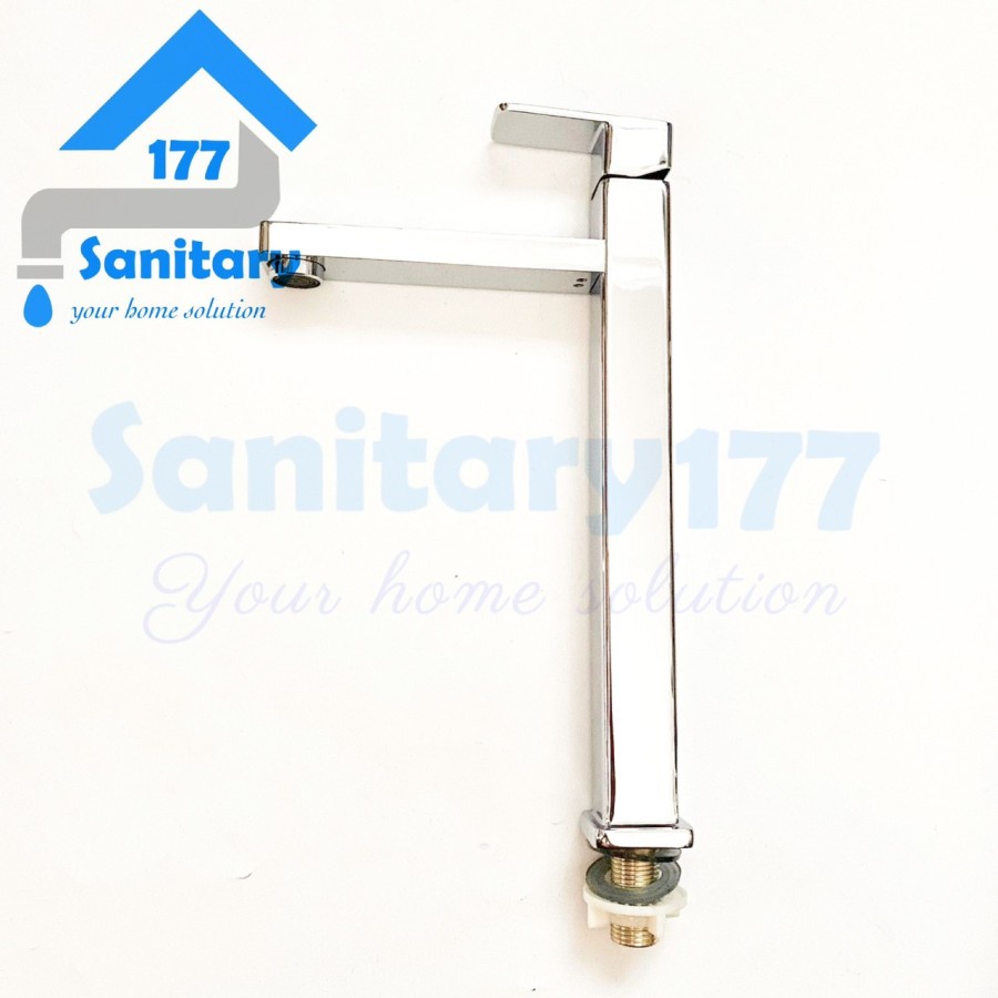 Kran air Wastafel Tinggi 30cm dingin Kuningan tebal 412A-Keran air washtafel mangkok mangkuk meja panjang tebal kotak brass basin faucet tall anti karat emas keran sink cuci tangan segiempat