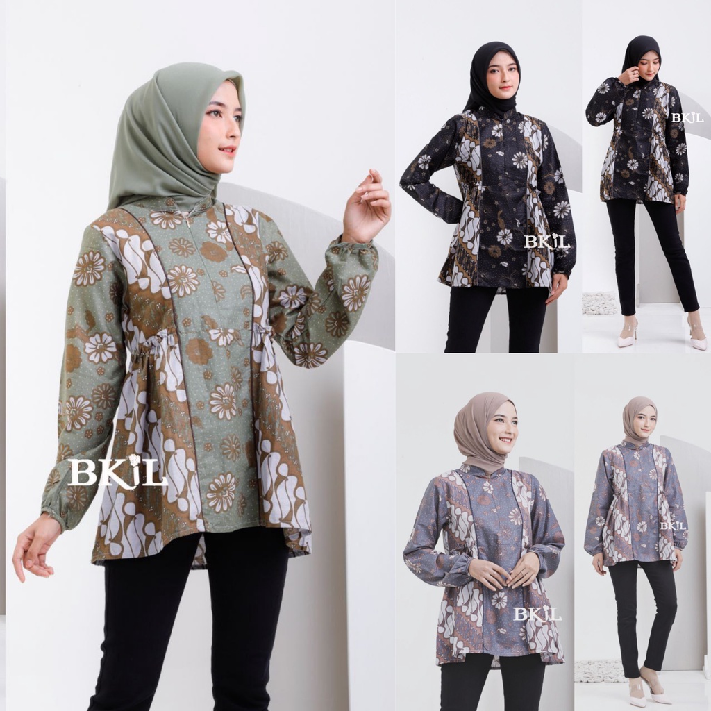 Shanum Bouse Batik Kantor Baju Batik Wanita Modern M L XL XXL Atasan Batik Kerja Wanita Tunik Batik Kantor Seragam Batik Modern